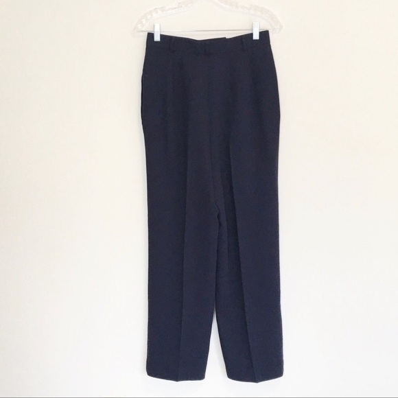 Vintage Carlisle High Rise Pleated Wool Trousers Navy Blue Size 10 - Picture 4 of 5